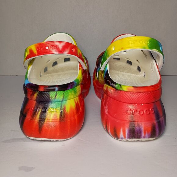CROCS Classic Bae Platform Clogs Women Size 10 Multi Color Tie Dye 206902 NWOT - Picture 11 of 16